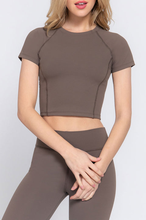 Basic Short Sleeve Crew Neck Workout Top