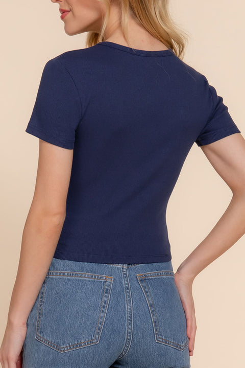Basic Short Sleeve Cotton Baby Rib Tee