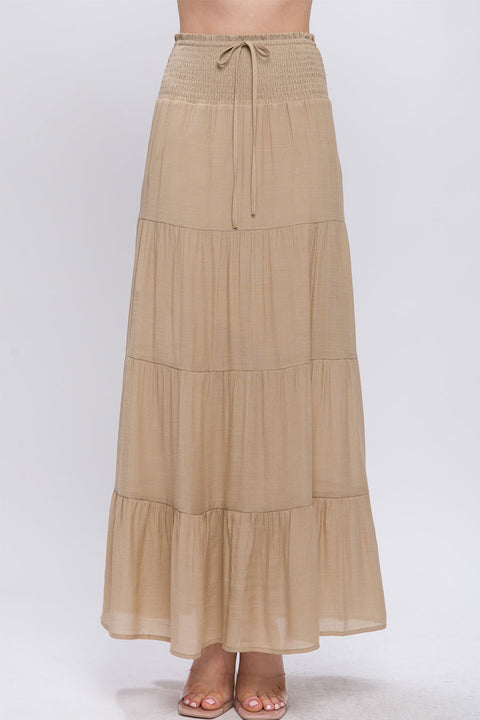 Bohemian Smocked Tiered Maxi Skirt
