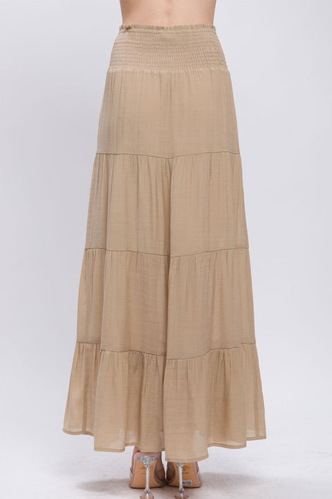 Bohemian Smocked Tiered Maxi Skirt