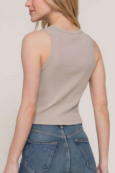 Basic Cotton Span Rib Knit Tank Top