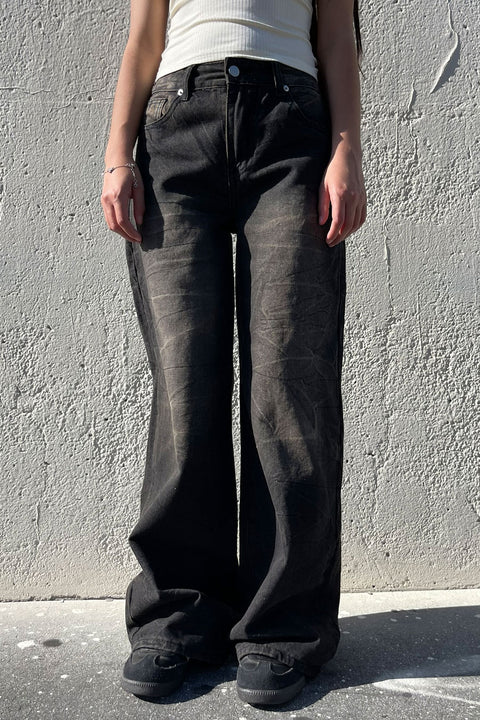 Y2K Vintage Black Wash Rigid Baggy Jeans