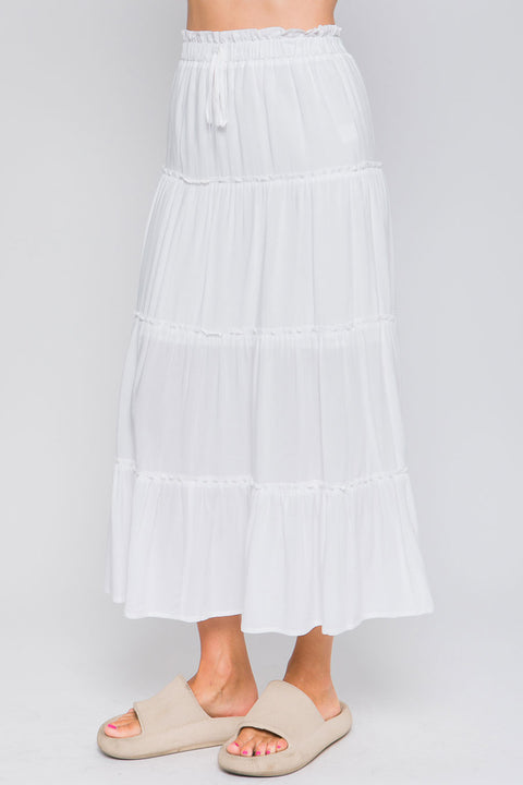 Ruffle Tiered A-Line Long Maxi Skirt