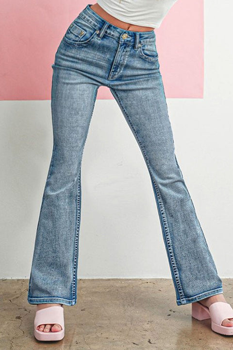 WAXJEAN Y2K Rhinestone Back Pocket Bootcut Jean with Heavy Stitches & Great Stretch