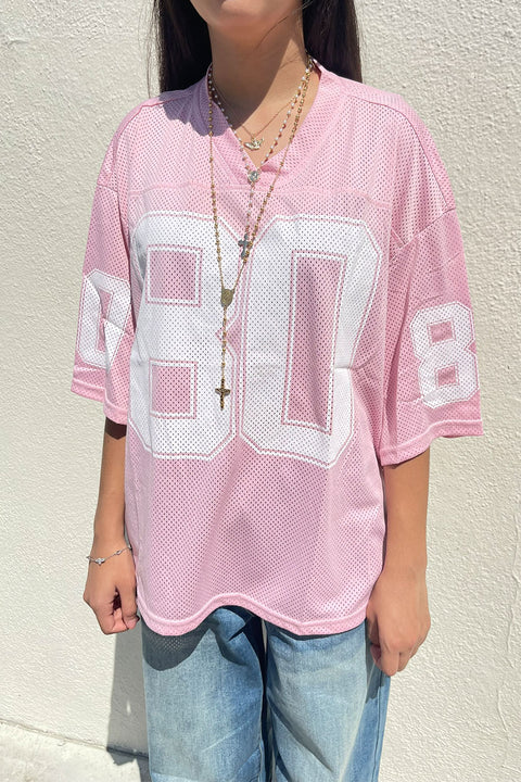 90s Kids Number 80 Short Sleeve Jersey Light Pink T-Shirt