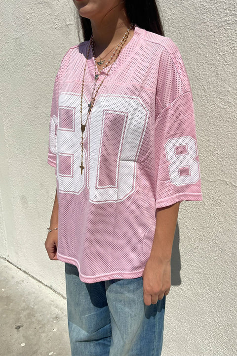 90s Kids Number 80 Short Sleeve Jersey Light Pink T-Shirt