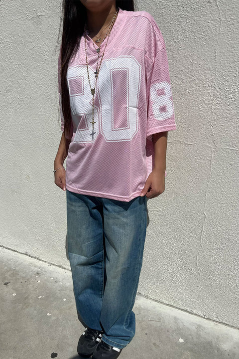 90s Kids Number 80 Short Sleeve Jersey Light Pink T-Shirt