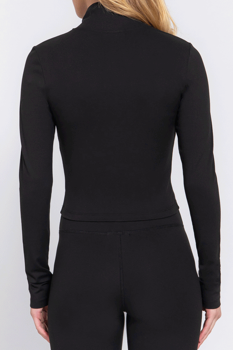 Basic Mock Neck Zip-Up Activewear Jacket