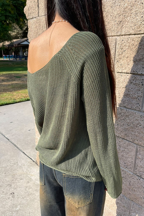 Asymmetrical Off-The-Shoulder Long Sleeve Loose Sweater Top