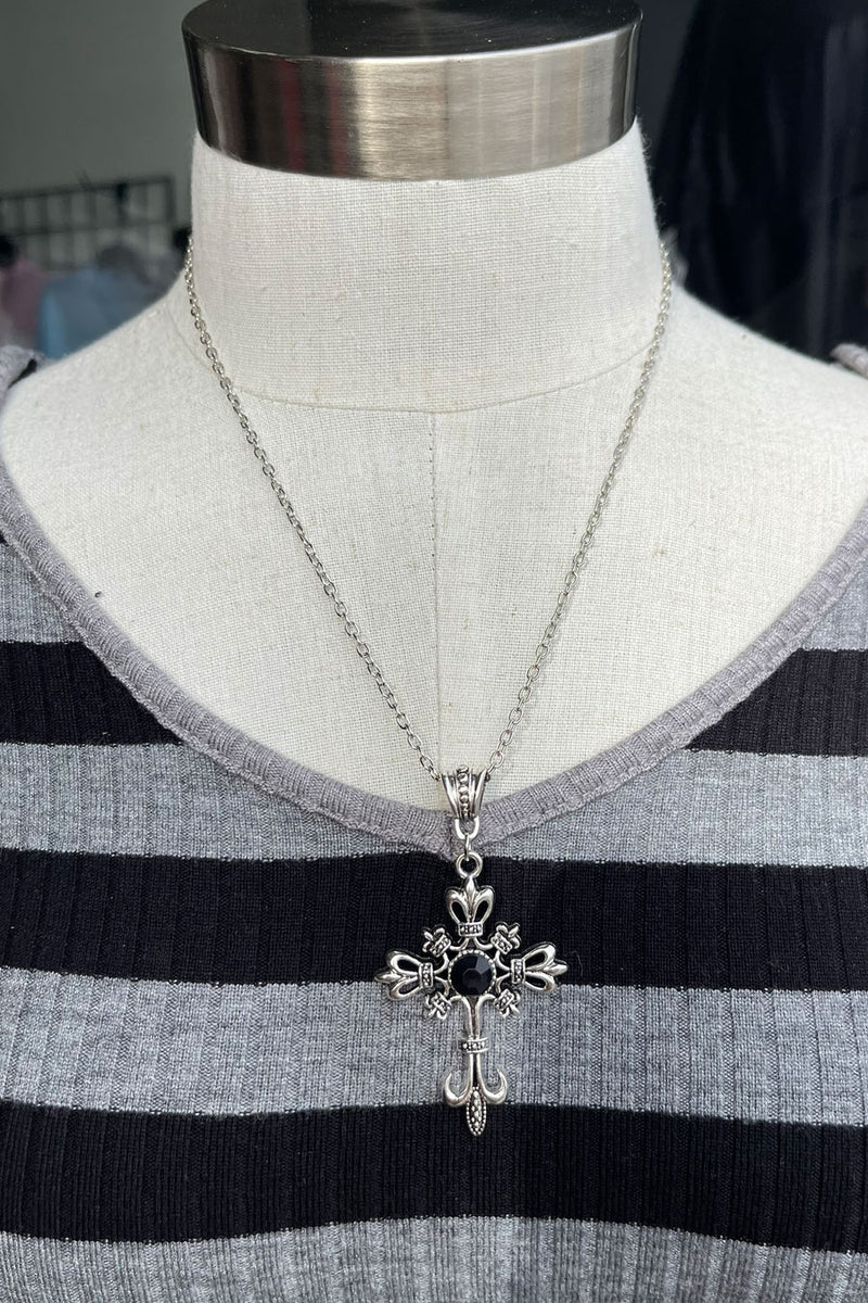Y2K 2000s Vintage Gothic Medium Size Rhinestone Cross Pendant Necklace ...