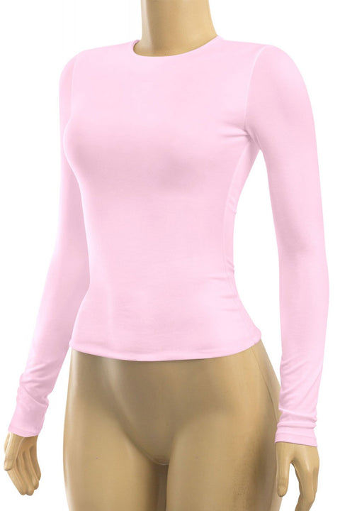 Tresser™ Long Sleeve Round Neck Solid Basic Double-Layered Top