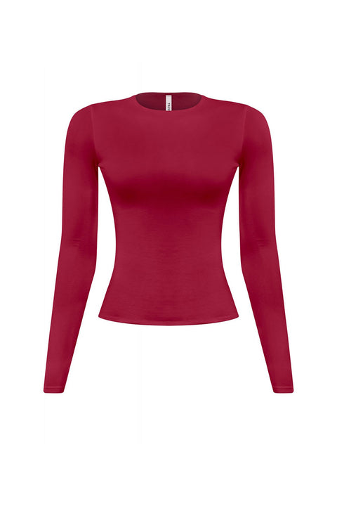 Tresser™ Long Sleeve Round Neck Solid Basic Double-Layered Top