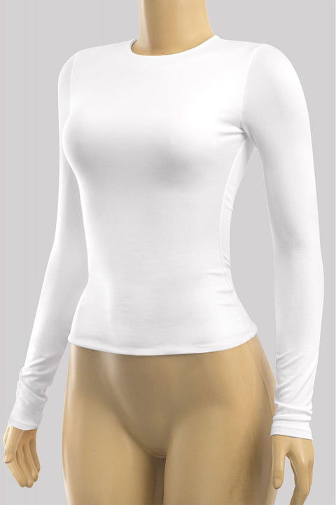 Tresser™ Long Sleeve Round Neck Solid Basic Double-Layered Top
