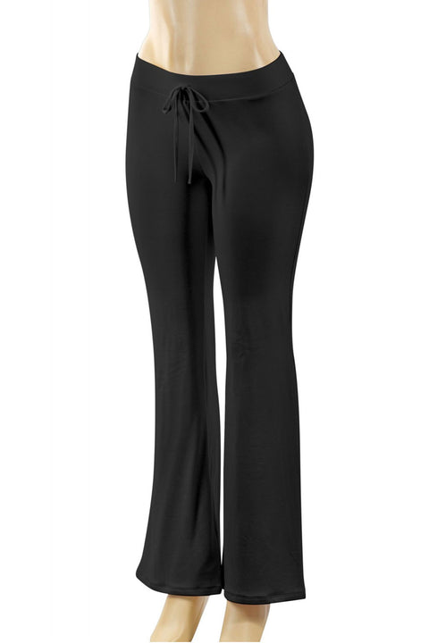 Tresser™ Low-Waisted Long Flare Casual Pants with Elastic Waistband & Front Tie (Double-Layer)