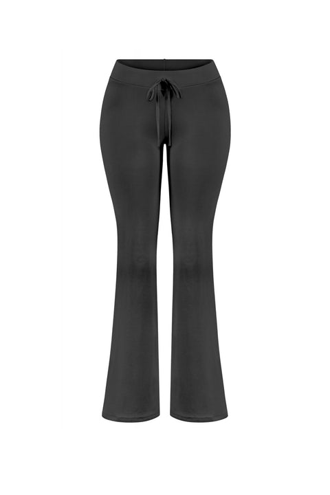 Tresser™ Low-Waisted Long Flare Casual Pants with Elastic Waistband & Front Tie (Double-Layer)