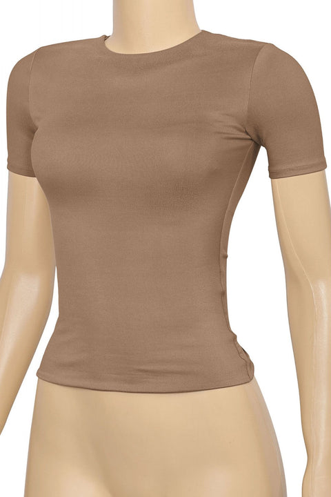 Tresser™ Short Sleeve Round Neck Basic Top (Double-Layer)