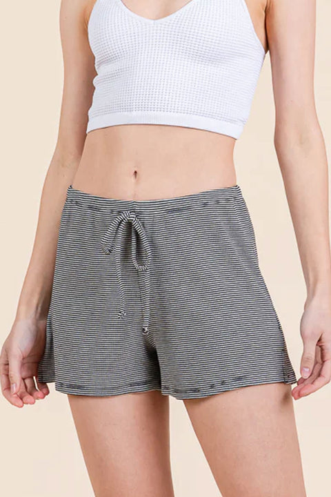 Basic Striped Relaxed Elasticized Pajama Shorts