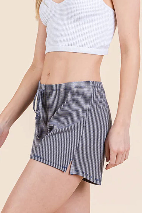 Basic Striped Relaxed Elasticized Pajama Shorts