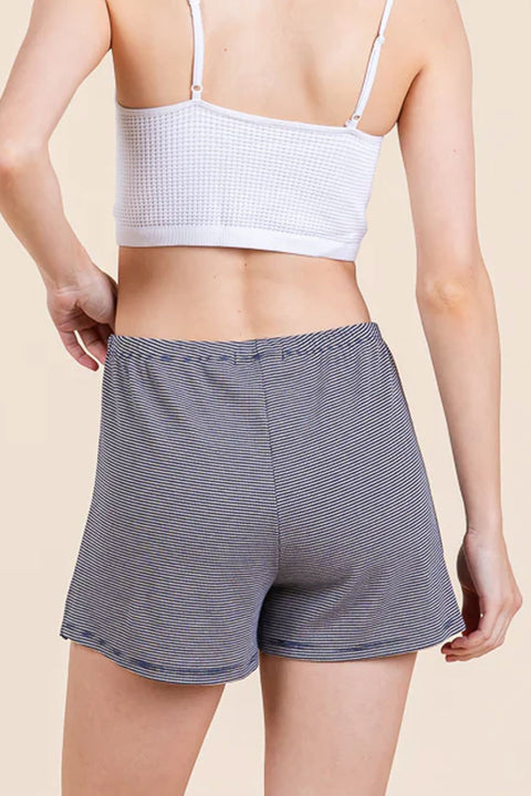 Basic Striped Relaxed Elasticized Pajama Shorts