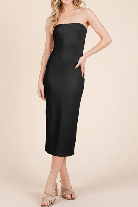 Basic Double-Layered Midi Tube Dress