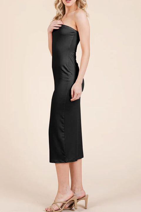 Basic Double-Layered Midi Tube Dress