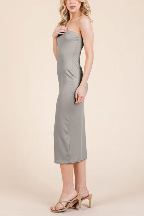 Basic Double-Layered Midi Tube Dress