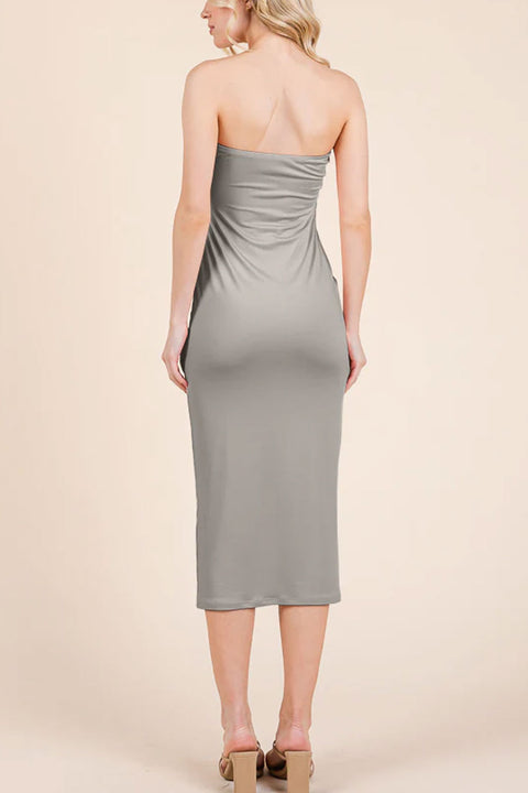 Basic Double-Layered Midi Tube Dress