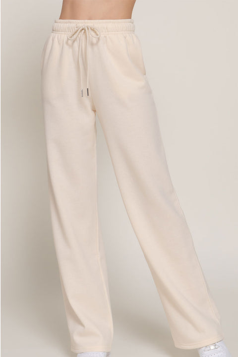 Basic Straight Leg Inner Fleece French Terry Jogger Sweatpants