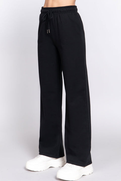 Basic Straight Leg Inner Fleece French Terry Jogger Sweatpants