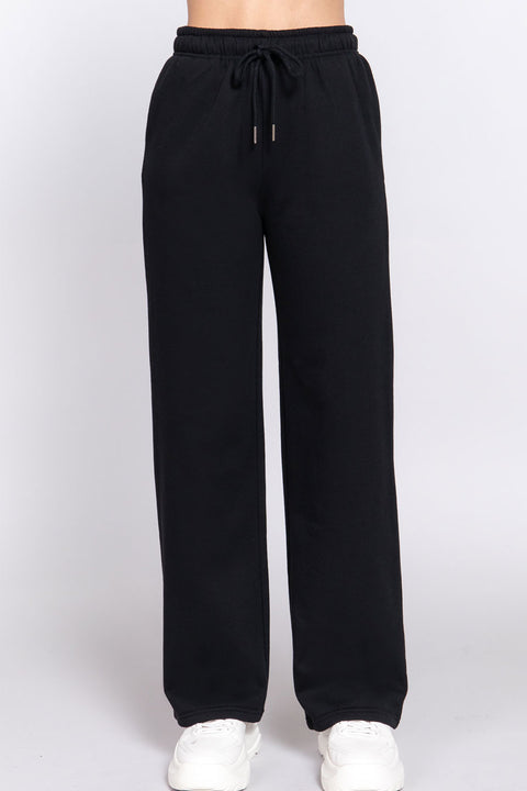 Basic Straight Leg Inner Fleece French Terry Jogger Sweatpants