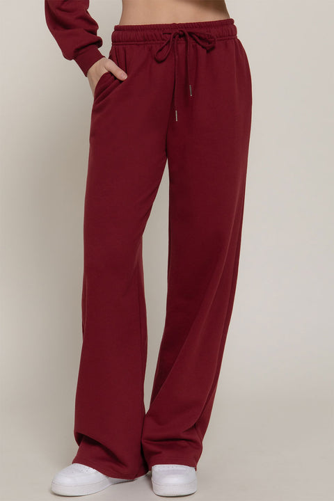 Basic Straight Leg Inner Fleece French Terry Jogger Sweatpants