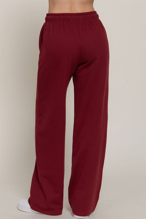 Basic Straight Leg Inner Fleece French Terry Jogger Sweatpants