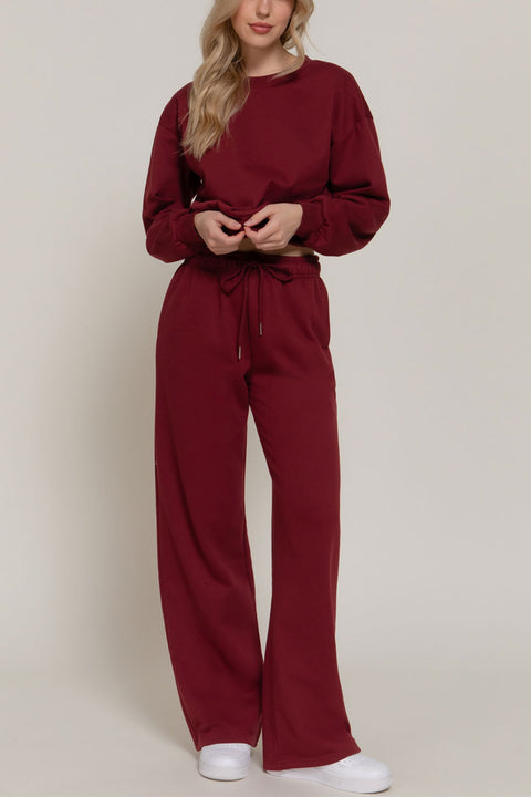 Basic Straight Leg Inner Fleece French Terry Jogger Sweatpants