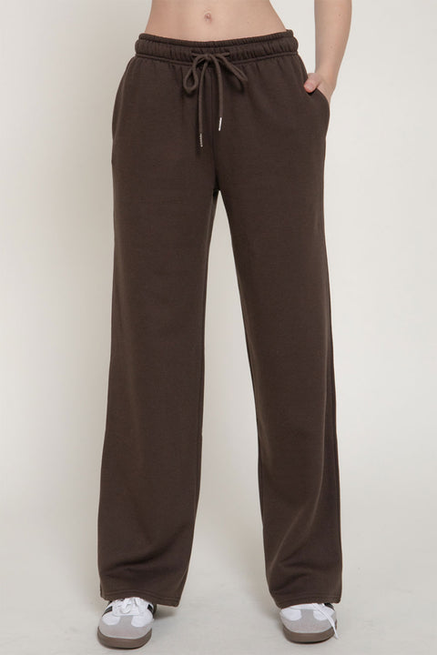 Basic Straight Leg Inner Fleece French Terry Jogger Sweatpants