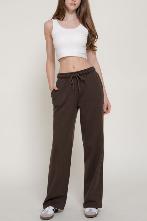 Basic Straight Leg Inner Fleece French Terry Jogger Sweatpants