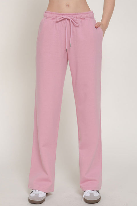 Basic Straight Leg Inner Fleece French Terry Jogger Sweatpants