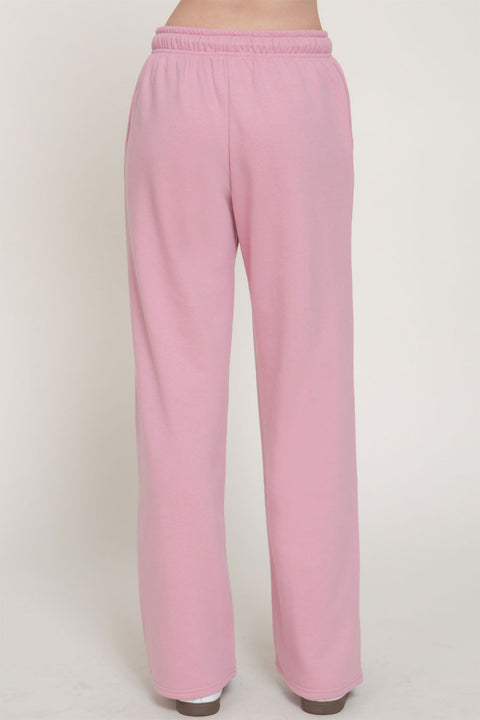 Basic Straight Leg Inner Fleece French Terry Jogger Sweatpants