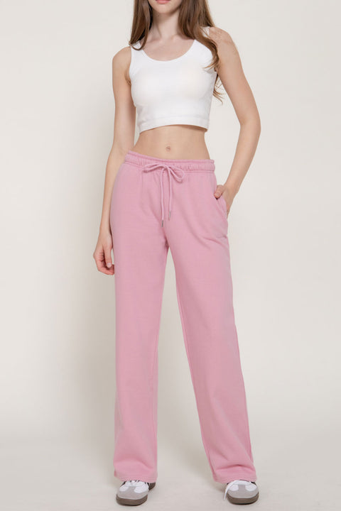 Basic Straight Leg Inner Fleece French Terry Jogger Sweatpants