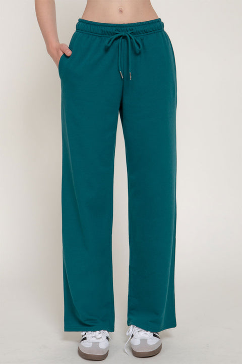 Basic Straight Leg Inner Fleece French Terry Jogger Sweatpants