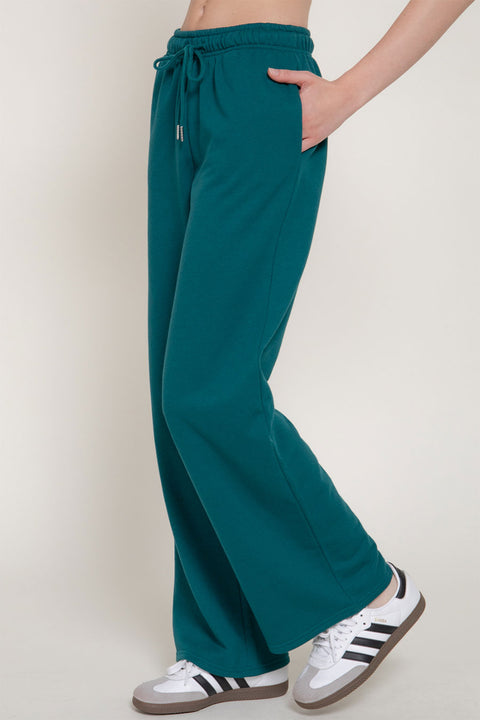 Basic Straight Leg Inner Fleece French Terry Jogger Sweatpants