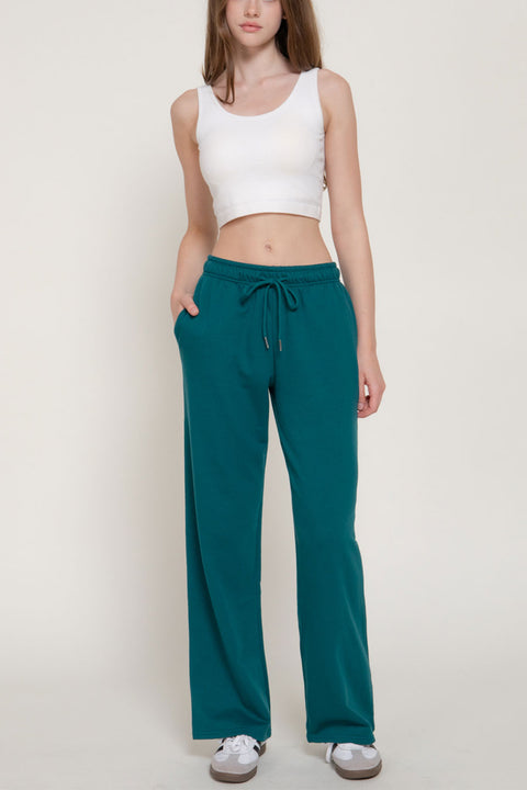 Basic Straight Leg Inner Fleece French Terry Jogger Sweatpants
