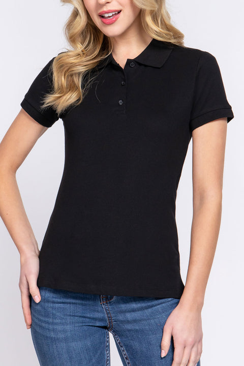Basic Short Sleeveless Classic Polo Uniform Shirt