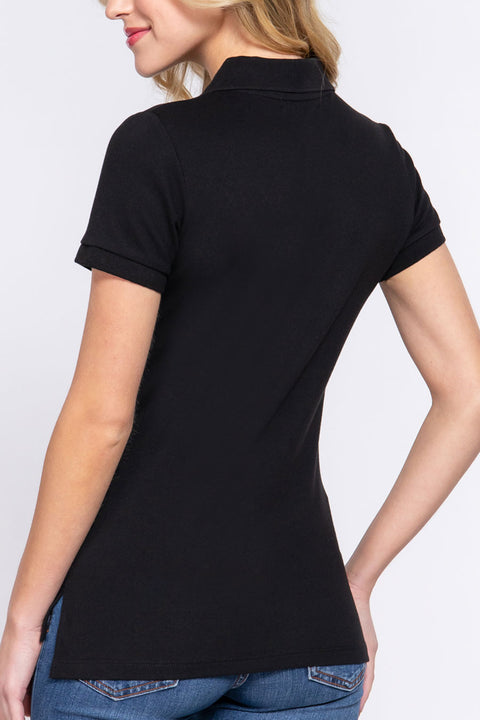 Basic Short Sleeveless Classic Polo Uniform Shirt