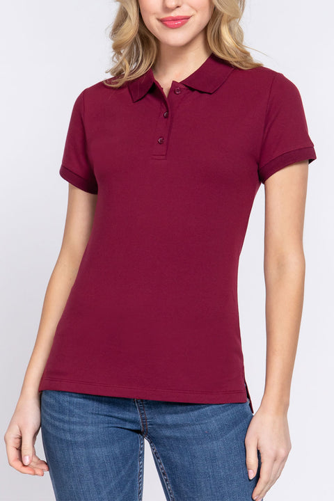 Basic Short Sleeveless Classic Polo Uniform Shirt