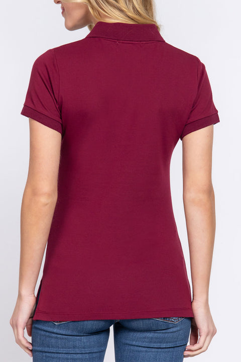 Basic Short Sleeveless Classic Polo Uniform Shirt