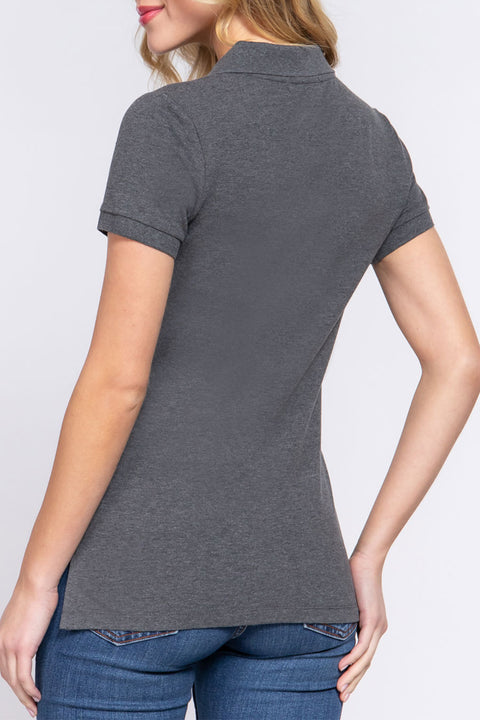 Basic Short Sleeveless Classic Polo Uniform Shirt
