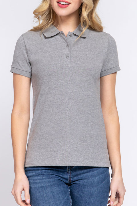 Basic Short Sleeveless Classic Polo Uniform Shirt