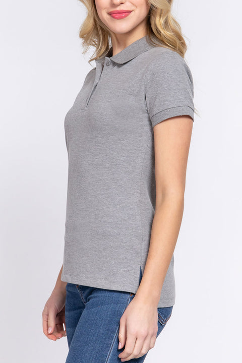 Basic Short Sleeveless Classic Polo Uniform Shirt
