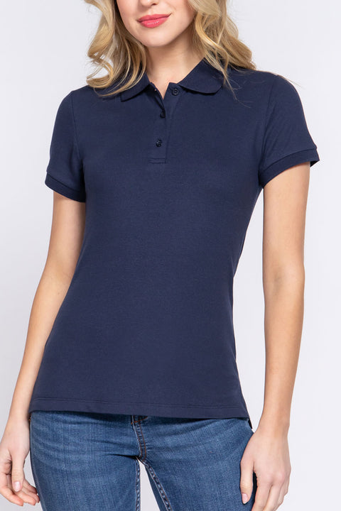 Basic Short Sleeveless Classic Polo Uniform Shirt
