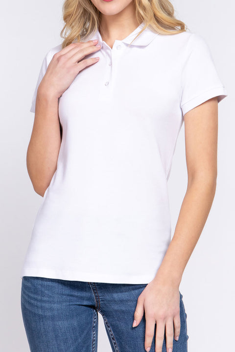 Basic Short Sleeveless Classic Polo Uniform Shirt